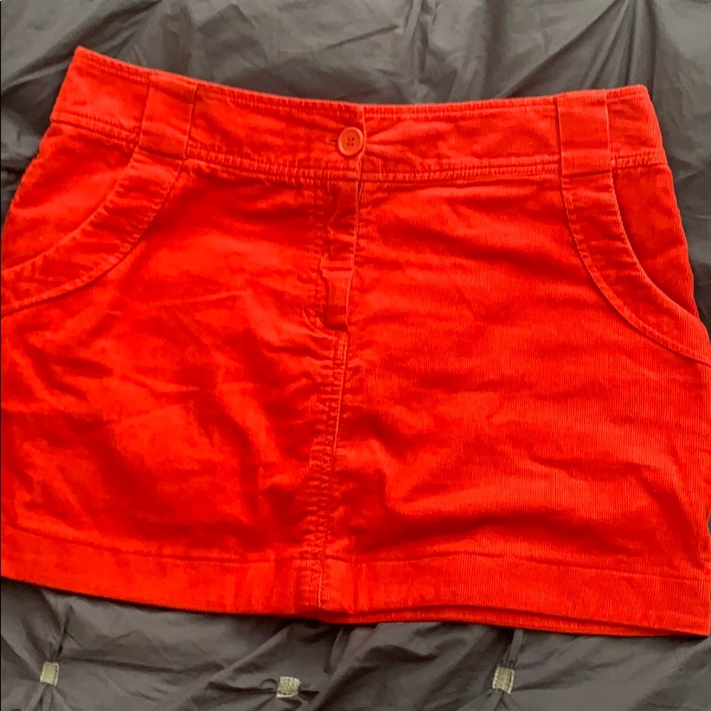 Bright Red Corduroy Mini Skirt!